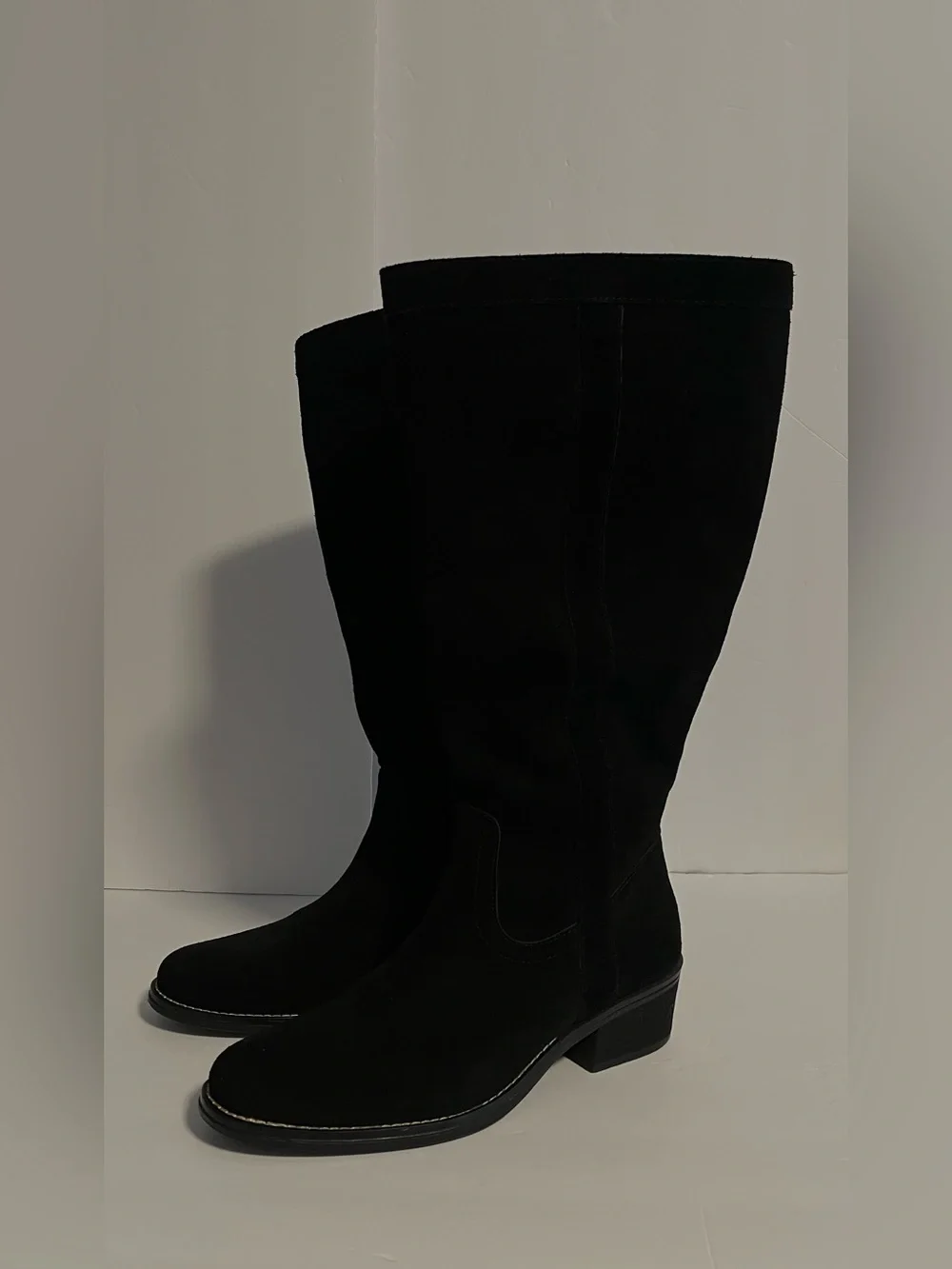 White Mountain Women’s Altitude Calf Knee High  Black Suede  Boots Size 7 1/2M